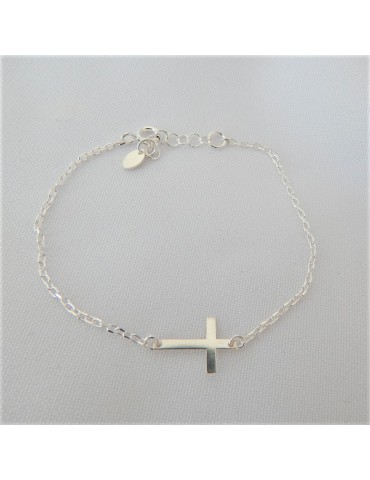 bracelet chaine et croix  argent 925