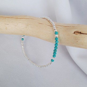 Bracelet perles argent et pierres fines
