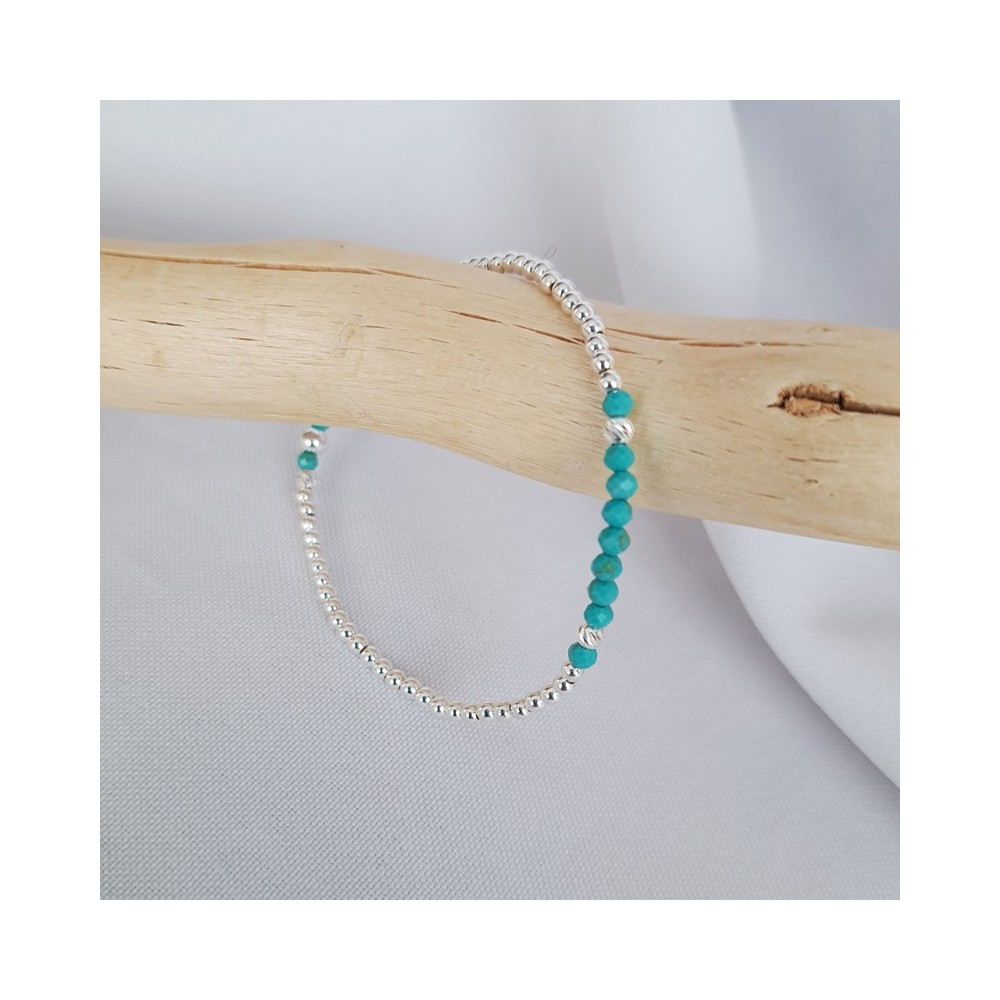 Bracelet perles argent et pierres fines