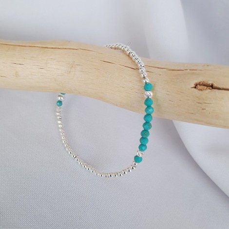 Bracelet perles argent et pierres fines