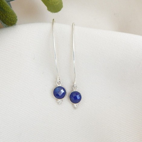 Boucles d'oreilles crochet argent 925 et Lapis Lazuli