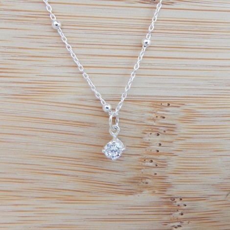 Collier chaîne argent 925 et pendentif oxyde de zirconium