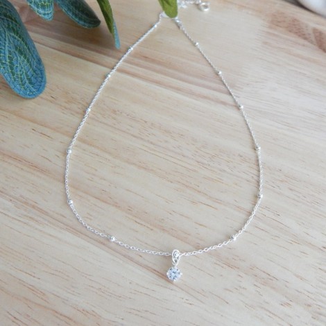 Collier chaîne argent 925 et pendentif oxyde de zirconium