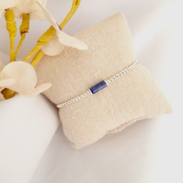 Bracelet élastique perles argent massif