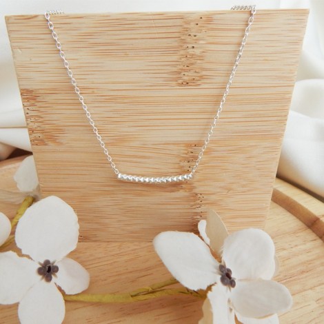 Collier chaîne argent et tube martelé
