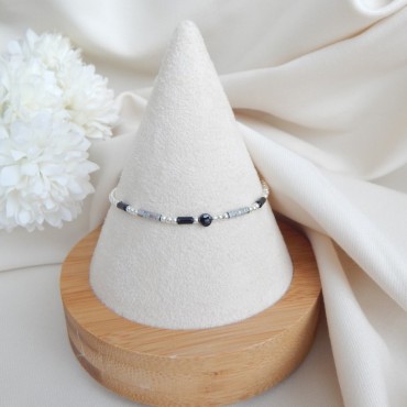 Bracelet élastique Argent 925 & pierres naturelles