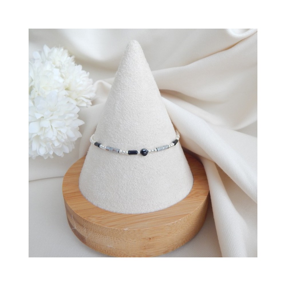 Bracelet élastique Argent 925 & pierres naturelles