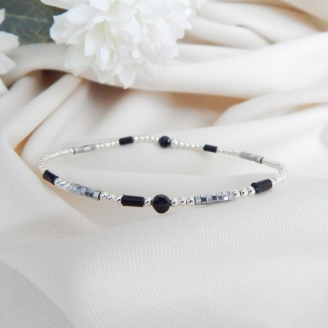Bracelet élastique Argent 925 & pierres naturelles